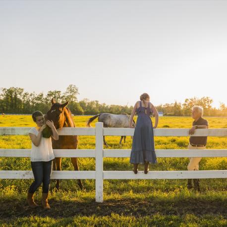 Family with horses